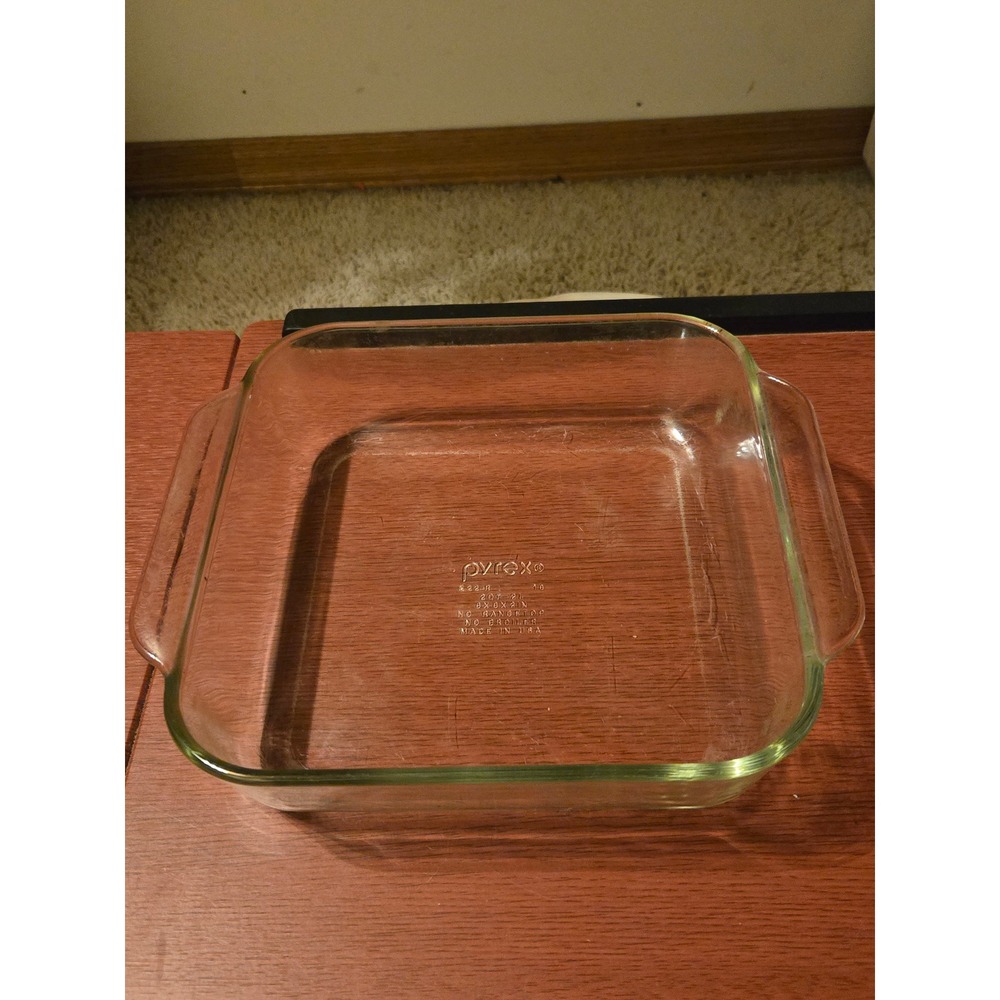 Pyrex 222-S Clear Glass Square Baking Dish 2 Quart 8x8x2 Casserole Pan USA